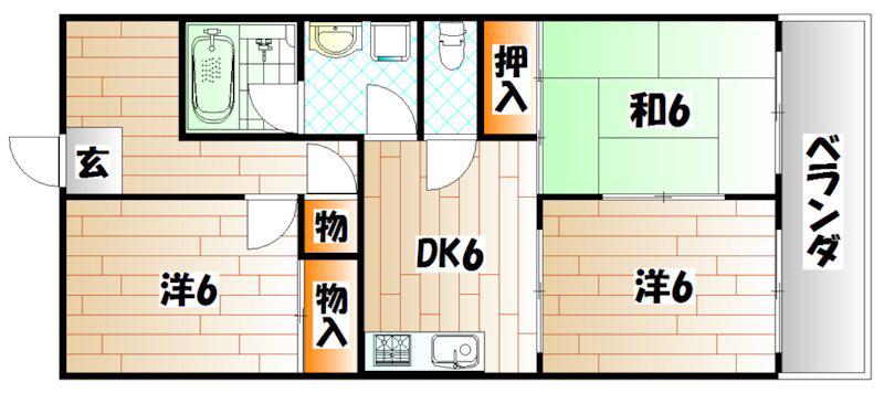 FKコーポ(3DK/4階)の間取り写真
