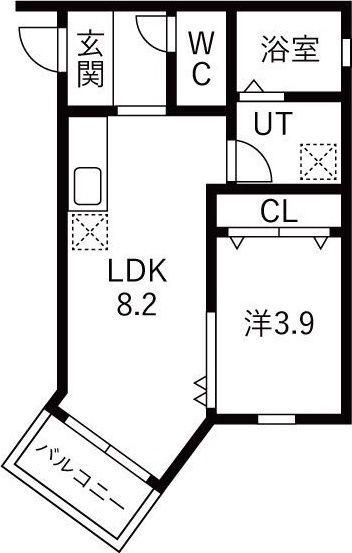 LEGIOIE太閤通駅4(1LDK/4階)の間取り写真