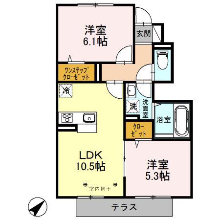 セルフィーユ(2LDK/1階)の間取り写真