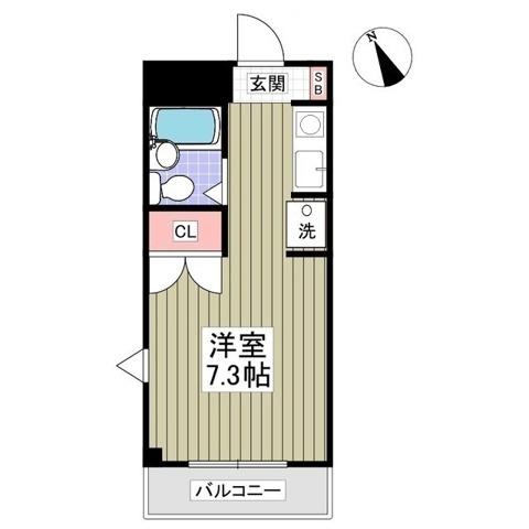 サンライズ船橋(ワンルーム/2階)の間取り写真
