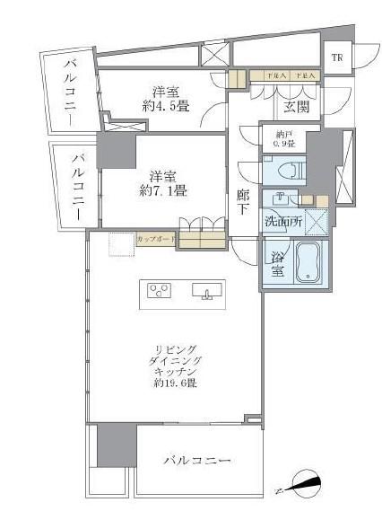 ブリリアタワー池袋(2LDK/29階)の間取り写真