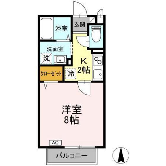 パセオティグルA(1K/1階)の間取り写真