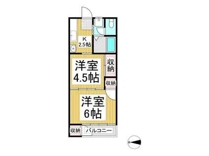 グランフォーレT・T・K(2K/2階)の間取り写真