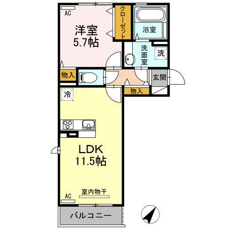 森テラス(1LDK/3階)の間取り写真