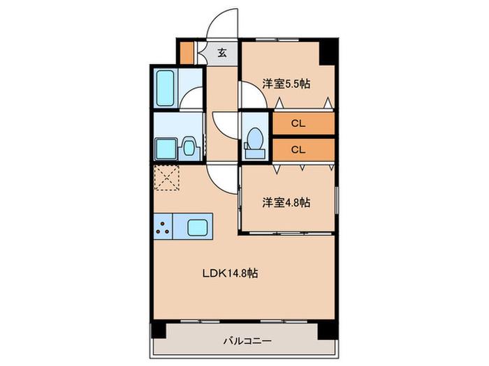 SQUARE箱崎東(2LDK/6階)の間取り写真