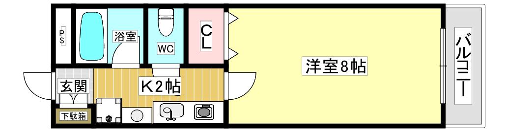 ベルシャイン西宮(1K/3階)の間取り写真
