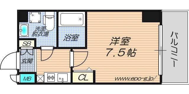 メインステージ西天満TS SQUARE(1K/3階)の間取り写真
