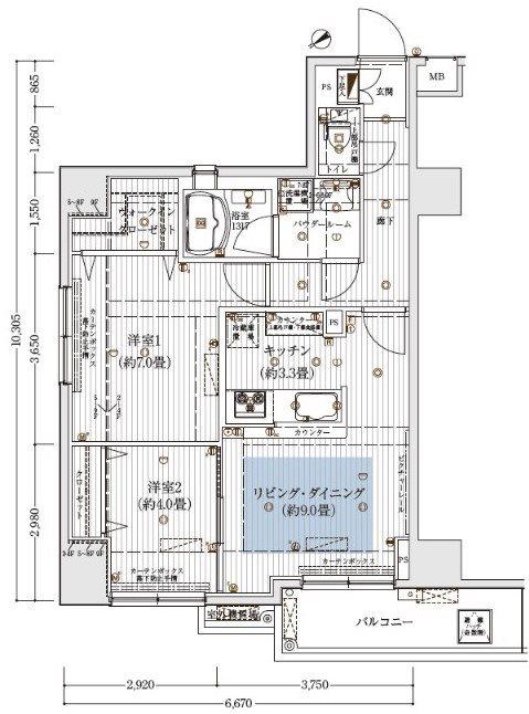アーリアシティ尾久(2LDK/6階)の間取り写真