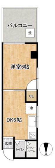 第五光ビル(1DK/5階)の間取り写真