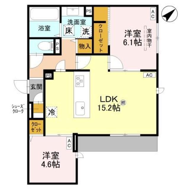 ラ メゾン ピック 中百舌鳥II(2LDK/1階)の間取り写真