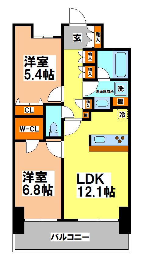 イストワール(2LDK/8階)の間取り写真