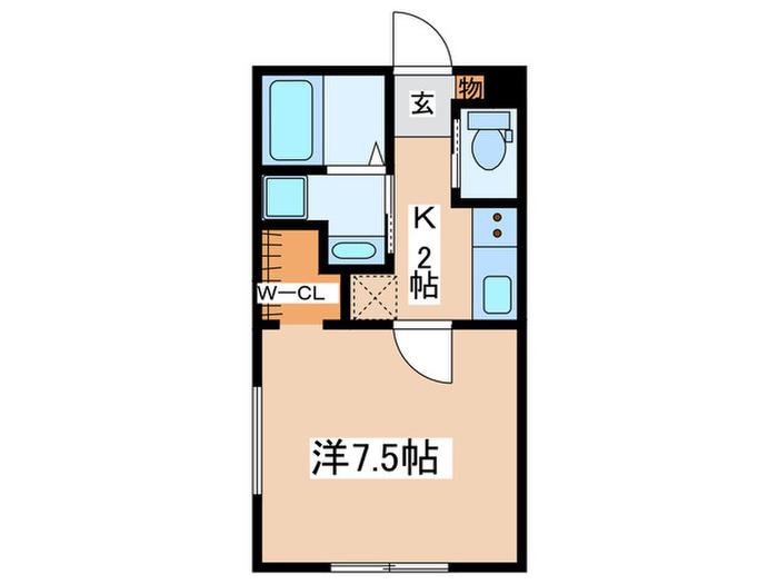 WHITEY天王町(1K/1階)の間取り写真