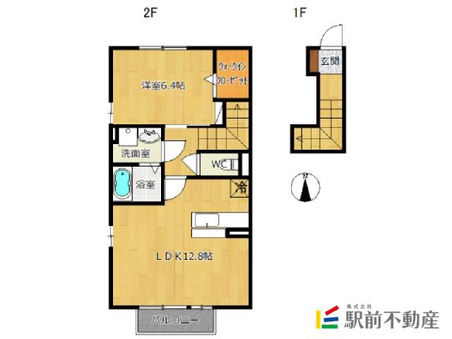 エスカーザ(1LDK/2階)の間取り写真