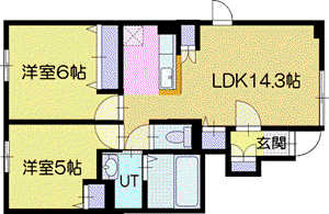 アーデルハイツ B(2LDK/1階)の間取り写真