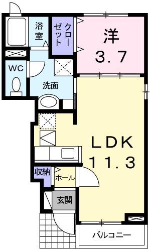 プロムナードV(1LDK/1階)の間取り写真