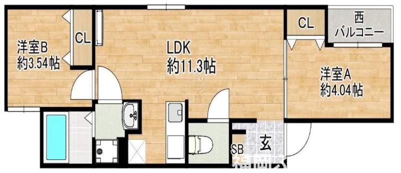 リタリッチ博多(2LDK/2階)の間取り写真