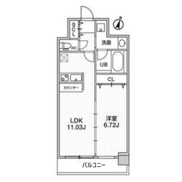 LA DOUCEUR天満(1LDK/2階)の間取り写真