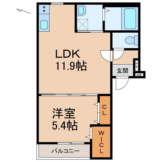 フジパレス吹屋町ウエスト(1LDK/1階)の間取り写真