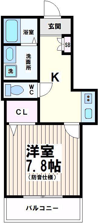 コンチェルト 24時間楽器演奏可能(1K/3階)の間取り写真