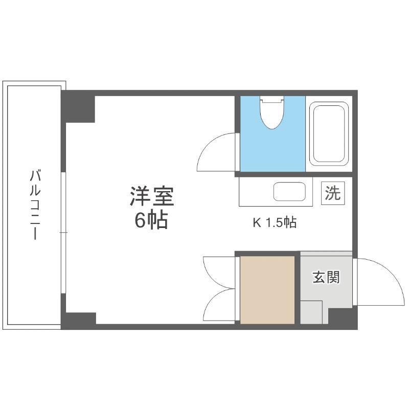 タイム15(1K/2階)の間取り写真