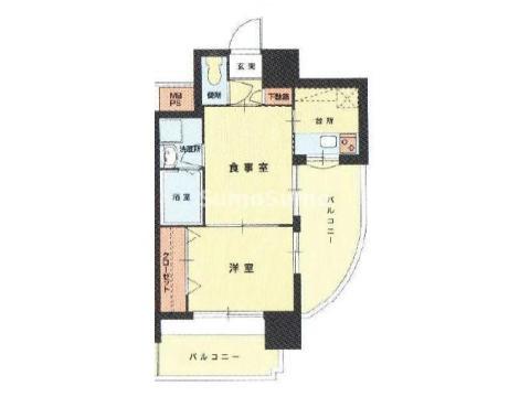 エステートモア警固本通(2K/4階)の間取り写真