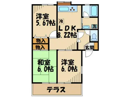 フォレスト深大寺A号館(3LDK/1階)の間取り写真