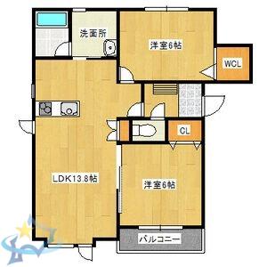 グランドソレーユB(2LDK/1階)の間取り写真
