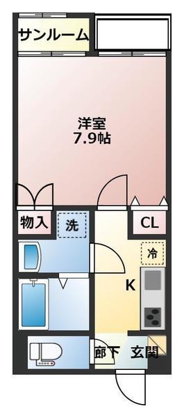 I-VITA TENSHOJI(1K/1階)の間取り写真