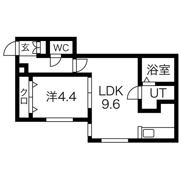 レジデンス南郷通16丁目北 B(1LDK/3階)の間取り写真