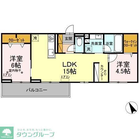 グランテージ海神E(2LDK/2階)の間取り写真