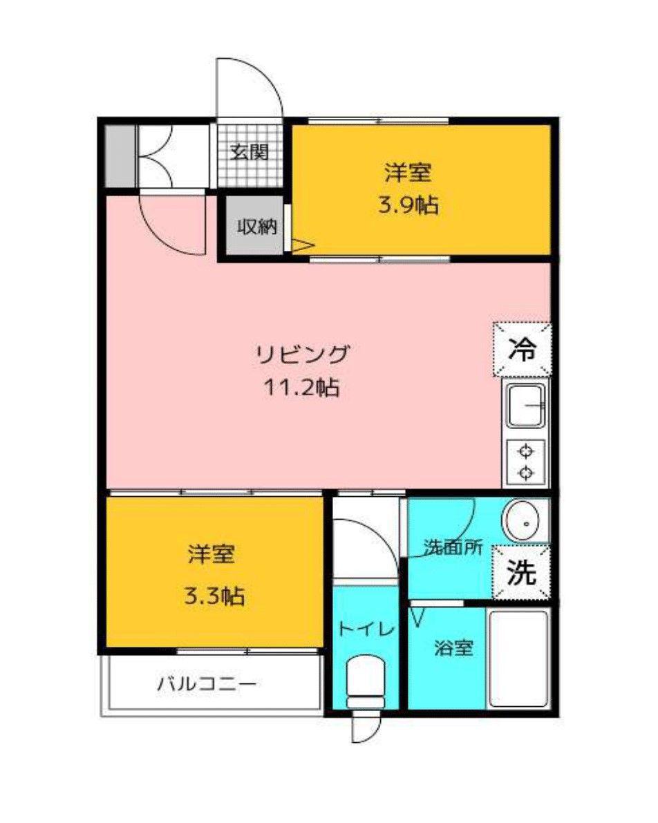 アドバンス賀茂南(2LDK/1階)の間取り写真