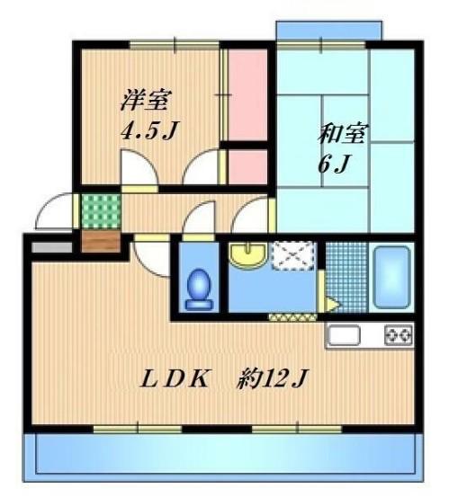 SUNハイツ(2LDK/2階)の間取り写真