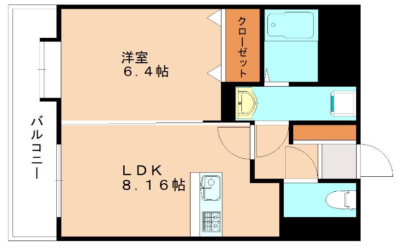 カーサアンピオ(1LDK/6階)の間取り写真