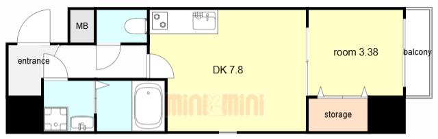 MAISON PREMIER VII(1DK/8階)の間取り写真