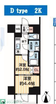 ARCOBALENO MINAMISENJU(2K/11階)の間取り写真