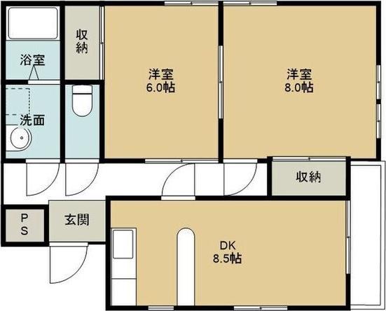 ピアレスK(2DK/1階)の間取り写真