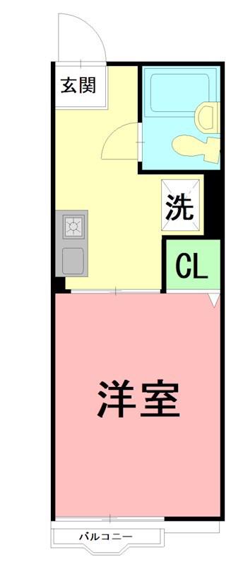 シティハイムナカザト(1K/2階)の間取り写真