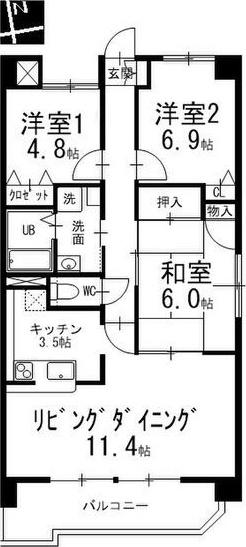 クレストステージ御器所(3LDK/6階)の間取り写真