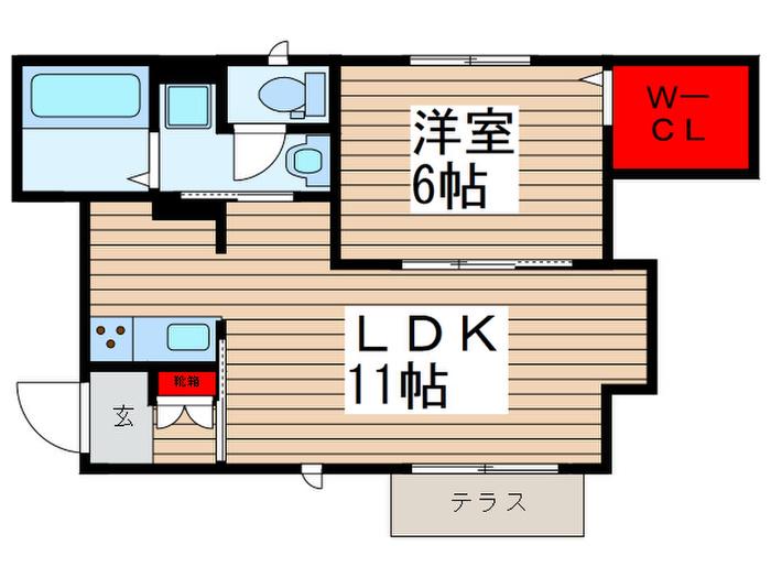 アルカサル デ 多賀見(1LDK/1階)の間取り写真