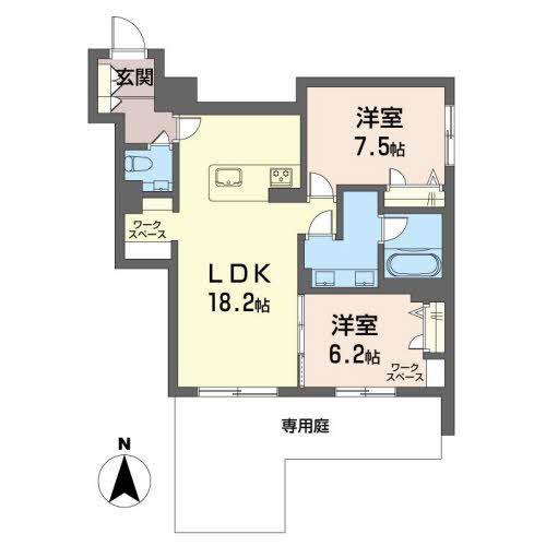 JM HIGASHIYAMA(2LDK/1階)の間取り写真