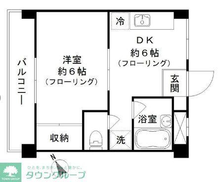 クレサント松陰(1DK/1階)の間取り写真