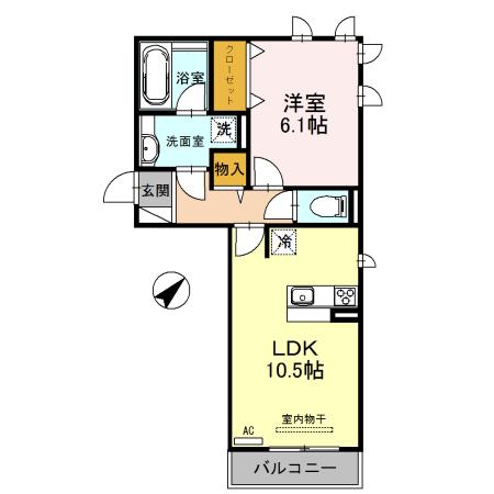 LECIELI(1LDK/2階)の間取り写真