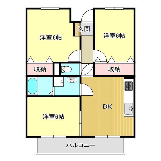ノースパークS(3DK/2階)の間取り写真