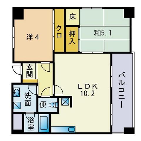 K&M室見(2LDK/3階)の間取り写真