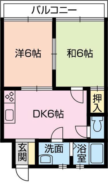 コスモハイツ(2DK/1階)の間取り写真