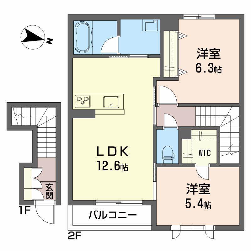 シャーメゾン ソラーレ(2LDK/2階)の間取り写真