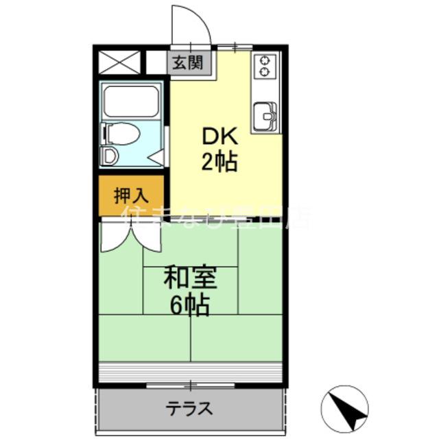 レイクグリーン三好 A棟(1K/2階)の間取り写真