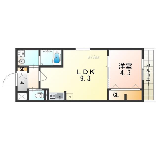 H-MAISON歌島橋I(1LDK/1階)の間取り写真