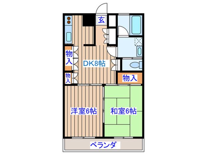 高砂シティハイツ(2DK/2階)の間取り写真