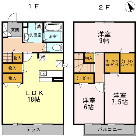 メゾン・デュ・プラターヌ(3LDK/1階)の間取り写真